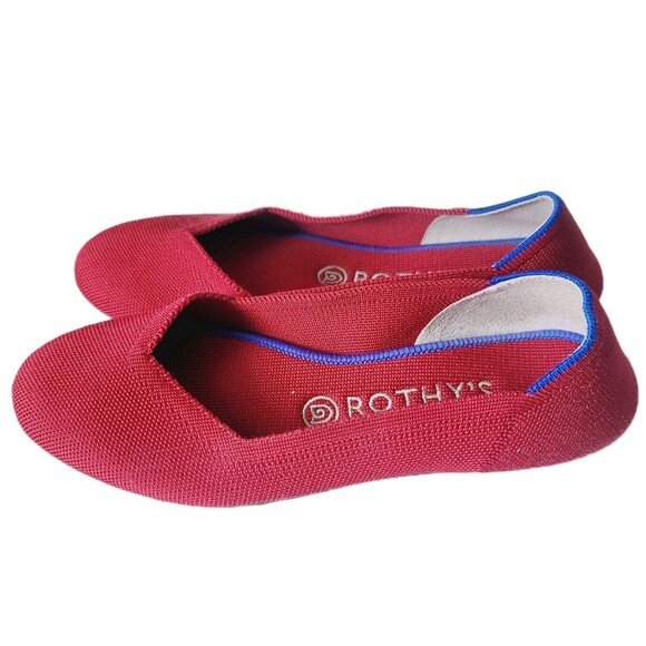 Rothy's Women's Point Classic Chili Red Comfort Flat Shoes Slip on Size 7.5 - Picture 1 of 10